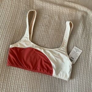 NWT Free People x Odisea Pink White Sporty Bikini Top Crop Tank Swim Colorful